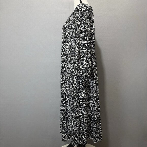 J. Jill Midi Dress Womens Sz L Petite 3/4 Sleeve Square Neck Floral Cottage Boho - Picture 4 of 9